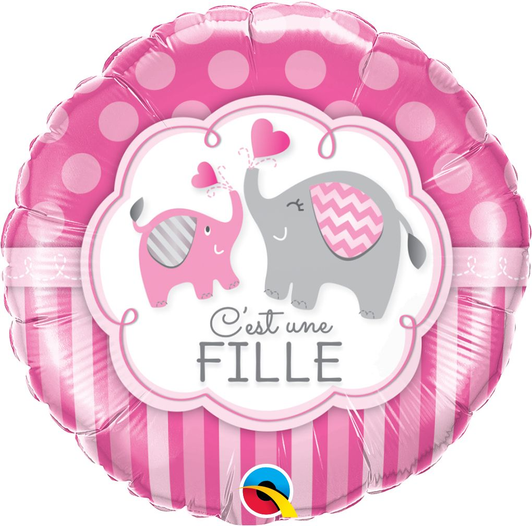 c est une fille microfoil balloon 18 inch pink elephant baby girl balloon
