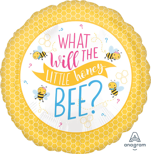 17 inch foil balloon featuring a What Will the Little Honey Bee? design.