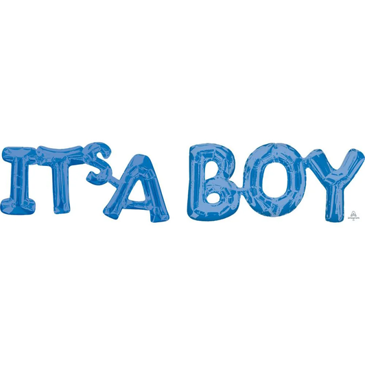 20 inch foil balloon letter banner set spelling It's a Boy.