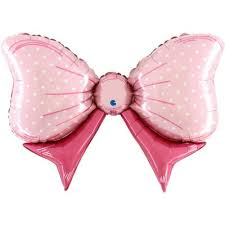 35 inch pink bow-shaped foil balloon.