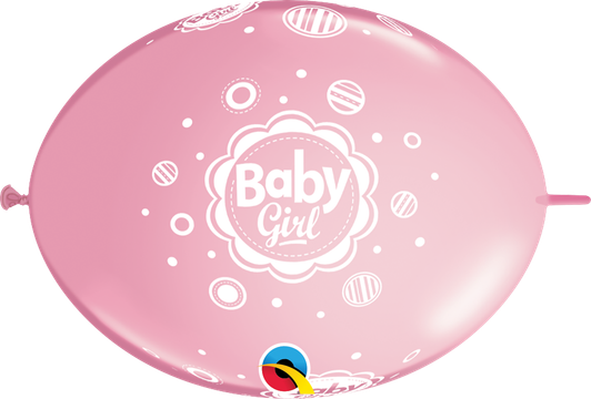 12 inch Quick Link latex balloon featuring a Baby Girl print.