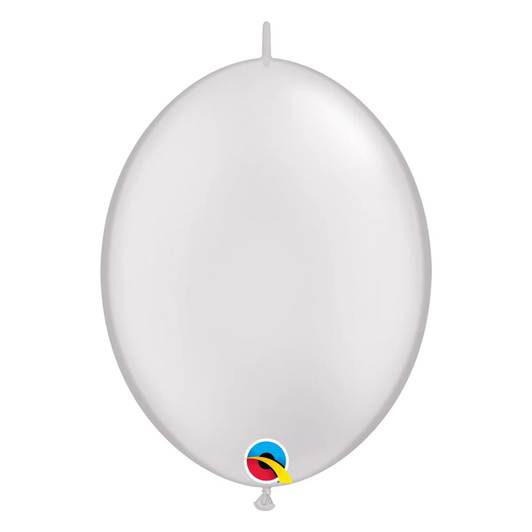 Pastel Pearl White 6 inch Quick Link latex balloon with a soft pearlescent finish and linking points for balloon structures.