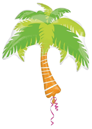 33 inch palm tree-shaped foil balloon with a colourful tropical design, ideal for summer parties, beach parties and tropical-themed celebrations.