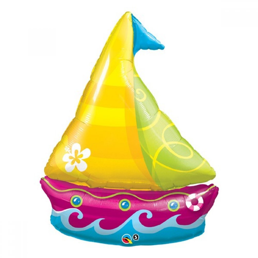 40 inch foil balloon featuring a colourful boat design.