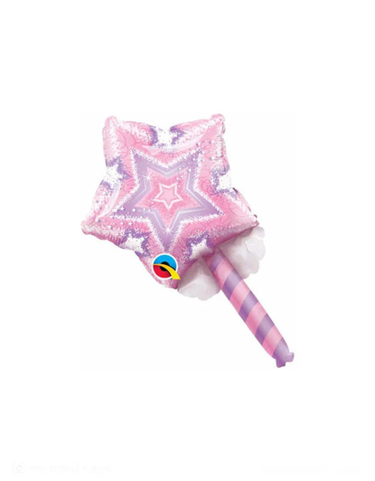 36 inch pink foil balloon featuring a decorative Magic Wand design.