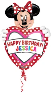 33 inch foil balloon featuring Minnie Mouse with a personalised Happy Birthday design.