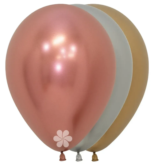 12 inch round latex balloons in a Reflex Deluxe Assortment.
