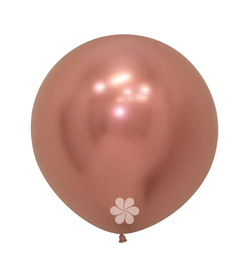 24 inch round latex balloons in Reflex Rose Gold.