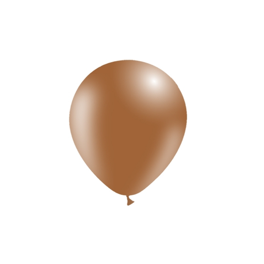 5 inch round latex balloons in Standard Brown.
