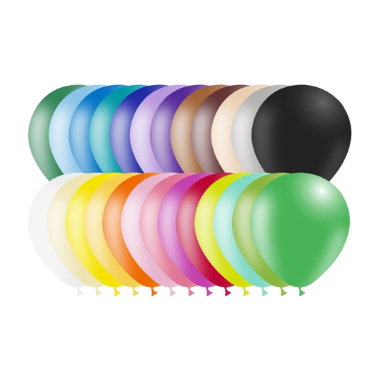 12 inch Standard latex balloons in assorted colours.