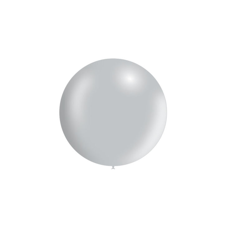 Round Latex Balloon Metallic Silver 23 inch - 10 pack