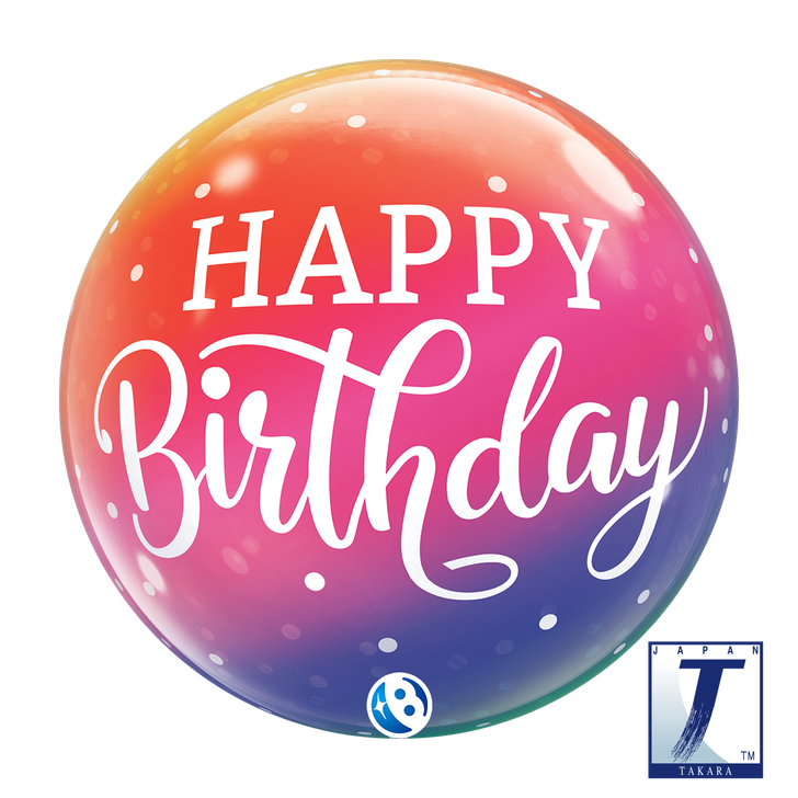 Bubble Balloon Birthday Ombre & Dots 22 inch - 1 pack
