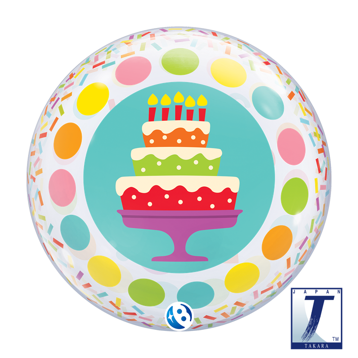 Bubble Balloon Birthday Cake & Colourful Dots 22 inch - 1 pack