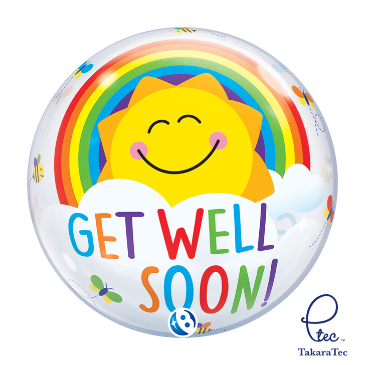 Bubble Balloon Get Well Soon Happy Sun 22 inch - 1 pack