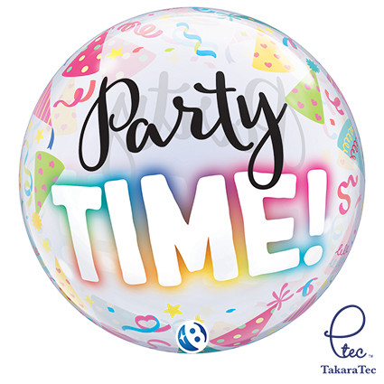 Single Bubble Balloon Party Time Colourful Hats 22"/55cm - 1 pc