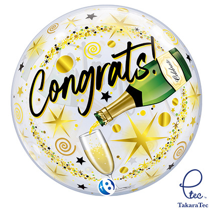 Single Bubble Balloon Sparkle Congrats 22"/55cm - 1 pc