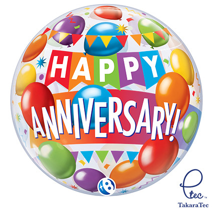 Single Bubble Balloon Anniversary Colourful Balloons 22"/55cm - 1pc