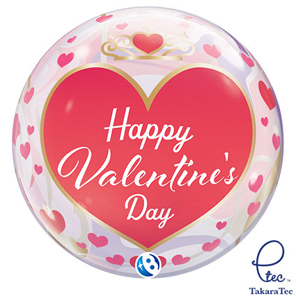 Single Bubble Balloon.Valentine Princess - 22inch/55cm - 1pc