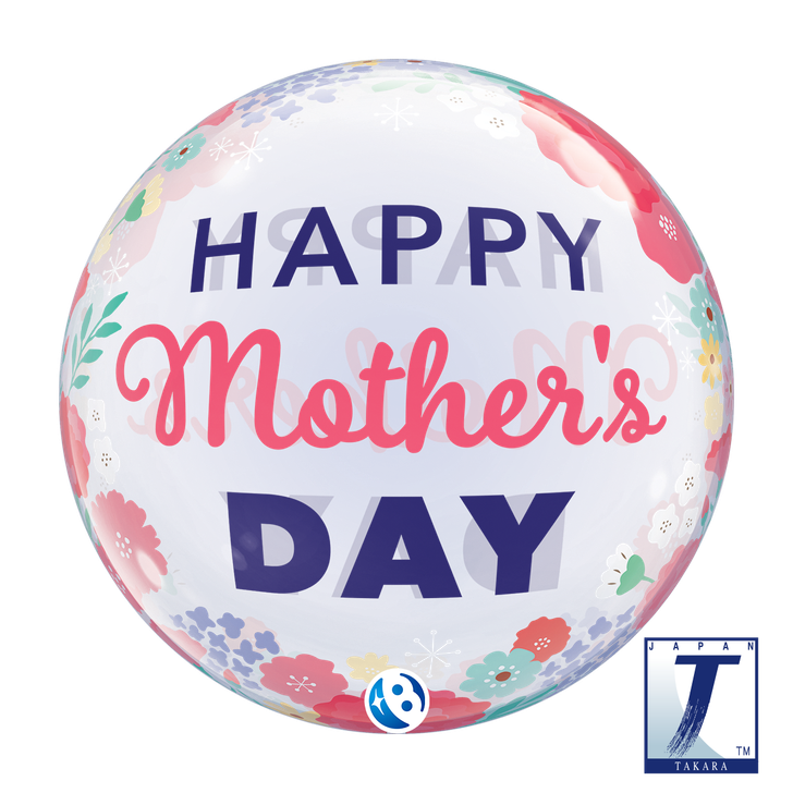 Bubble Balloon Mother's Day Floral Pastel 22 inch - 1 pack