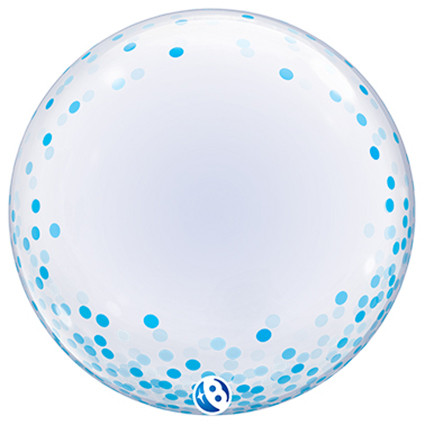 Bubble Balloon DecoBubble Blue Confetti Dots 24 inch - 1 pack