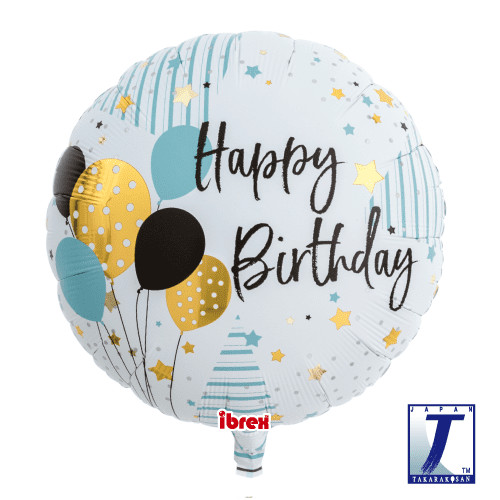 Foil Balloon Round Happy Birthday Balloons Air-Filled 14 inch - 1 pack