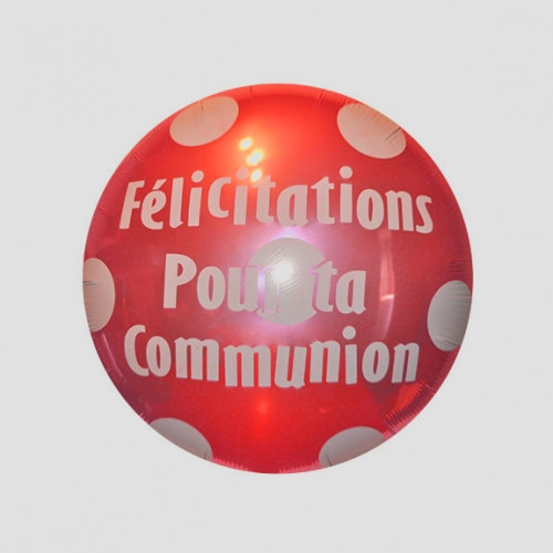 Foil Balloon Round Communion Polka Dots Ruby Red French 18 inch - 1 pack