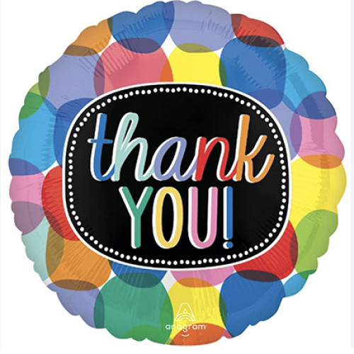 Foil Balloon Round Thank You Colours 18 inch - 1 pack