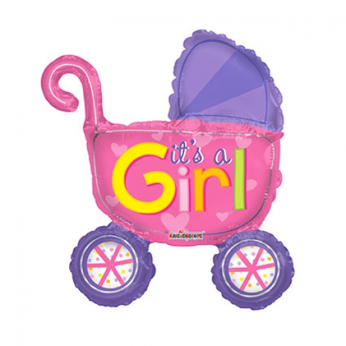 Foil Balloon MiniFoil Baby Girl Stroller 14 inch - 1 pack