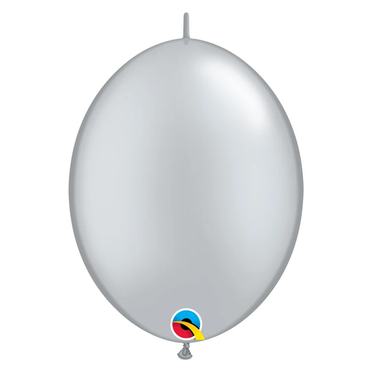 Quick Link Latex Balloon Metallic Silver 6 inch - 50 pack