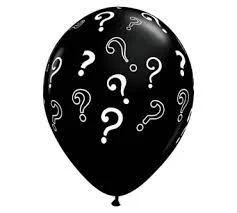 Round Printed Latex Balloon Question Marks Onyx Black 16 inch - 50 pack