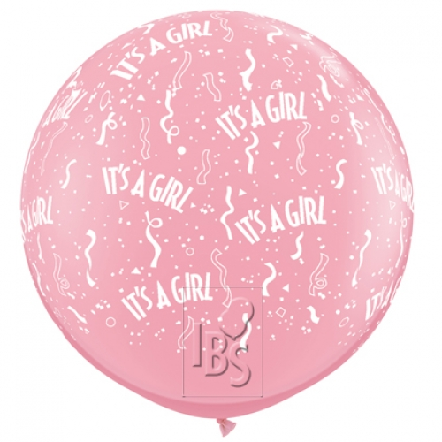 Round Printed Latex Balloon It's A Girl Pink 36 inch - 2 pack