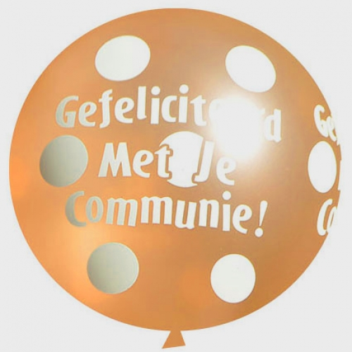 Round Printed Latex Balloon Communion Big Polka Dots Gold 36 inch - 2 pack