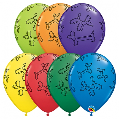 Round Printed Latex Balloons Balloon Dogs Carnival Assorted 11 inch – 25 pack