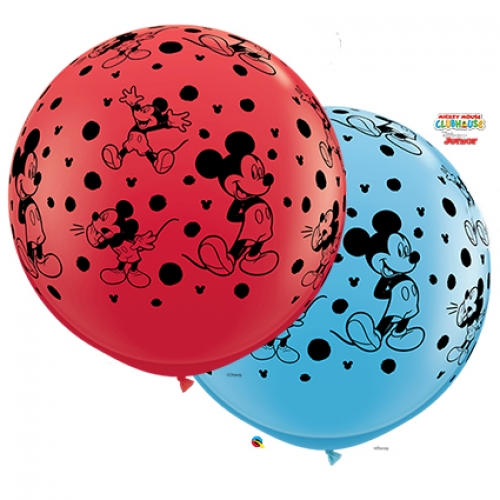 Round Printed Latex Balloon Disney Mickey Mouse All Around 36 inch - 2 pack