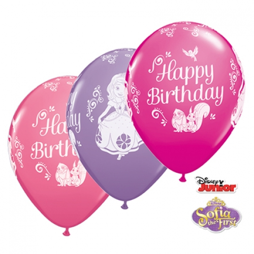 Round Printed Latex Balloon Disney Sofia Birthday Assorted 11 inch - 25 pack