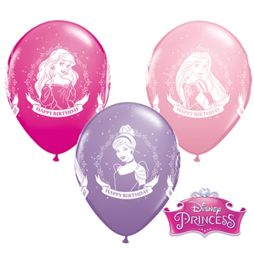 Round Printed Latex Balloon Disney Princess Birthday Assorted 11 inch - 25 pack