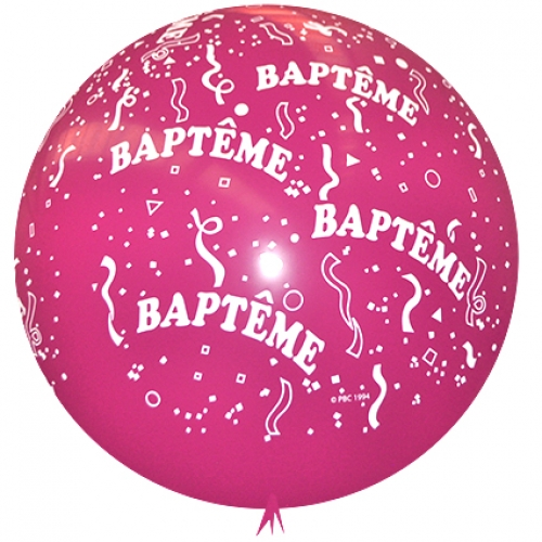 Round Printed Latex Balloon Baptême Wild Berry 36 inch - 2 pack