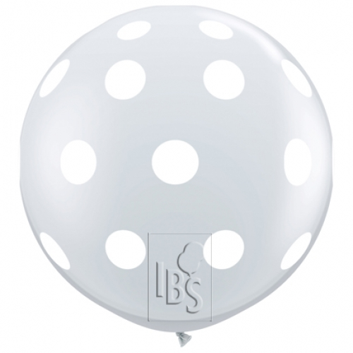 Round Printed Latex Balloon Big Polka Dots Diamond Clear 36 inch - 2 pack