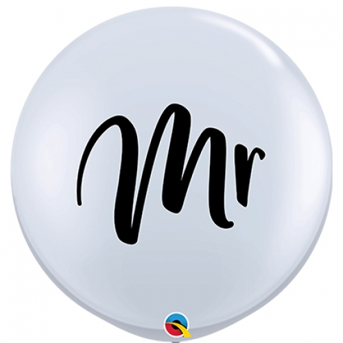 Round Printed Latex Balloon Mr. White 36 inch - 2 pack