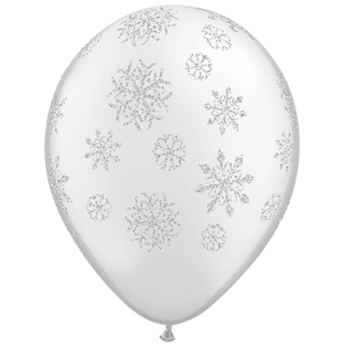 Round Printed Latex Balloon Snowflakes Diamond Clear 11 inch - 25 pack