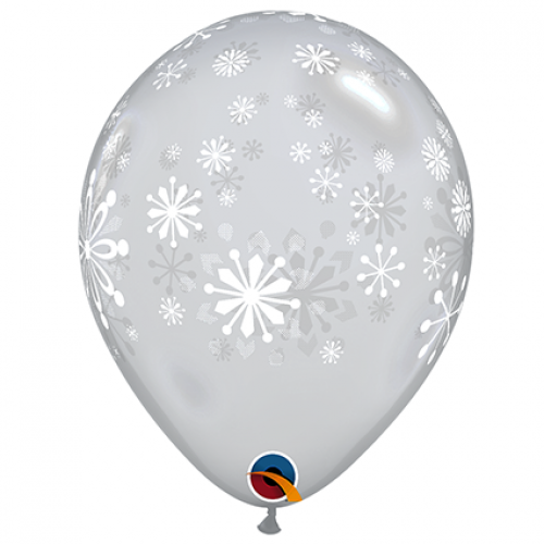 Round Printed Latex Balloon Contemporary Snowflakes Diamond Clear 11 inch - 25 pack