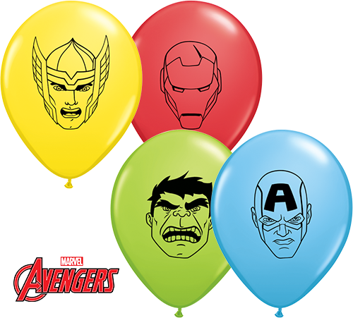 Round Printed Latex Balloons Marvel's Avengers Assemble Faces 5 inch – 100 pack