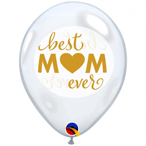 Round Printed Latex Balloon Simply Best Mom Ever Diamond Clear 11 inch - 25 pack