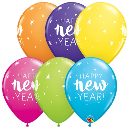 Round Printed Latex Balloon New Year Sparkle Confetti 11 inch - 25 pack