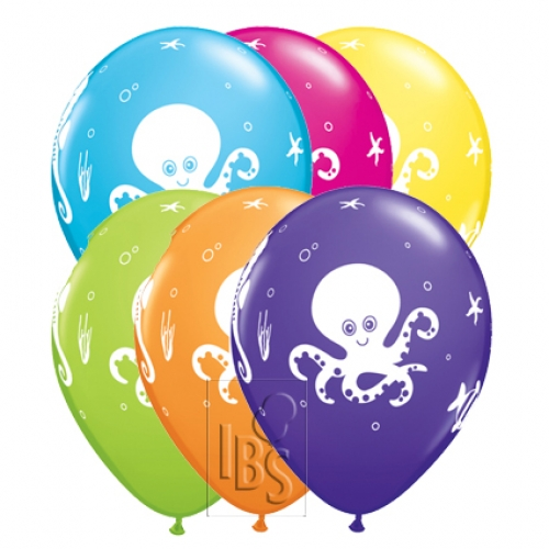 Round Printed Latex Balloons Fun Sea Creatures Tropical Assorted 11 inch – 25 pack