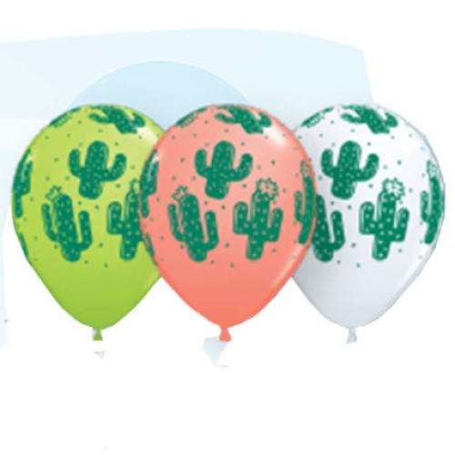 Round Printed Latex Balloons Cactuses 11 inch – 25 pack
