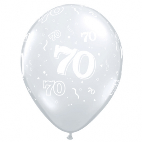 Round Printed Latex Balloon 70 Diamond Clear 11 inch - 50 pack