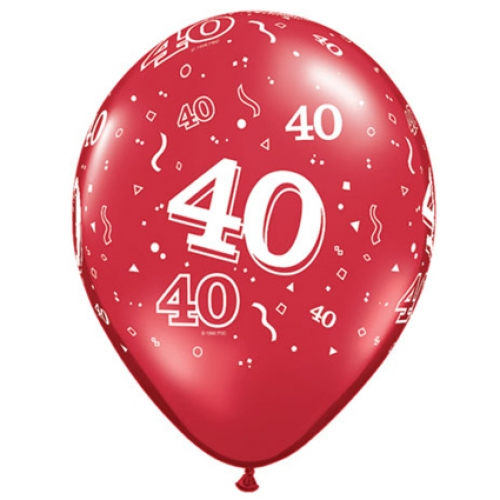 Round Printed Latex Balloon 40 Ruby Red 11 inch - 25 pack