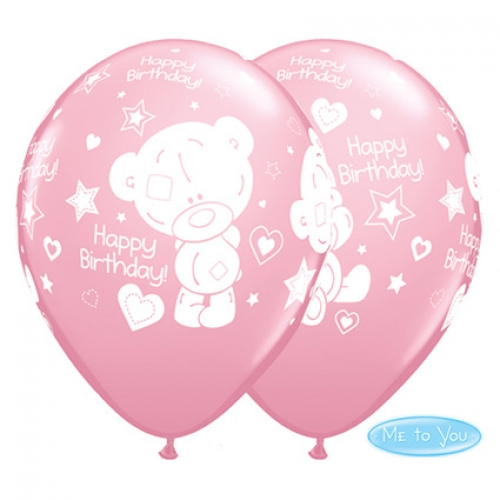 Round Printed Latex Balloon Me-To-You Tiny Tatty Teddy Birthday Pink 11 inch - 25 pack