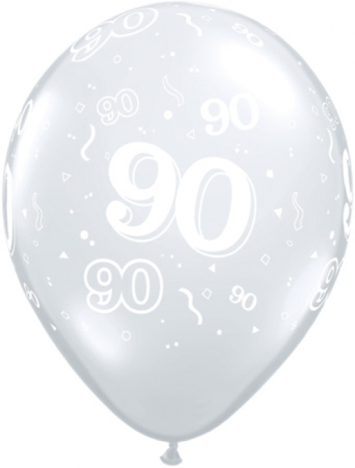 Round Printed Latex Balloon 90 Diamond Clear 11 inch - 25 pack